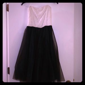 Ivory top and black tulle skirt strapless dress